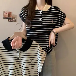 BELOVIE - Bunny Polo Knit Shirt Stripe Fashion Premium Import Fashion Casual | Atasan Rajut Kerah Bunny Salur