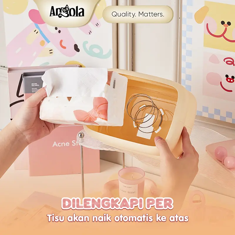 ANGOLA Kotak Tisu Kue/Coquette Style D69 Tissue Box/ Kotak Tisu Warna Pastel 4