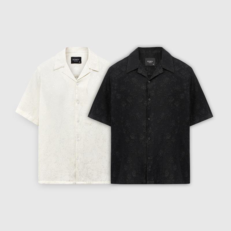 Áo sơ mi nam ROWAY form suông thoáng mát Cộc tay vân hoa