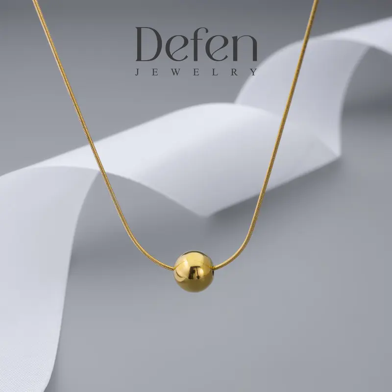 Defen Jewelry - Kalung Titanium Perempuan Anti Luntur Perhiasan Cewek Simpel Elegan Anti Karat Model Boba Valeri 531 2