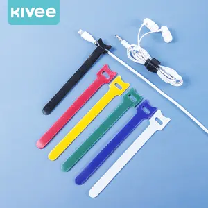 KIVEE Cable Winder Silicone Cable Tie Charger Data Cable Tie Adhesive Cable Tie HDMI 150mm Cable Organizer Peralatan Merah Kuning Desk