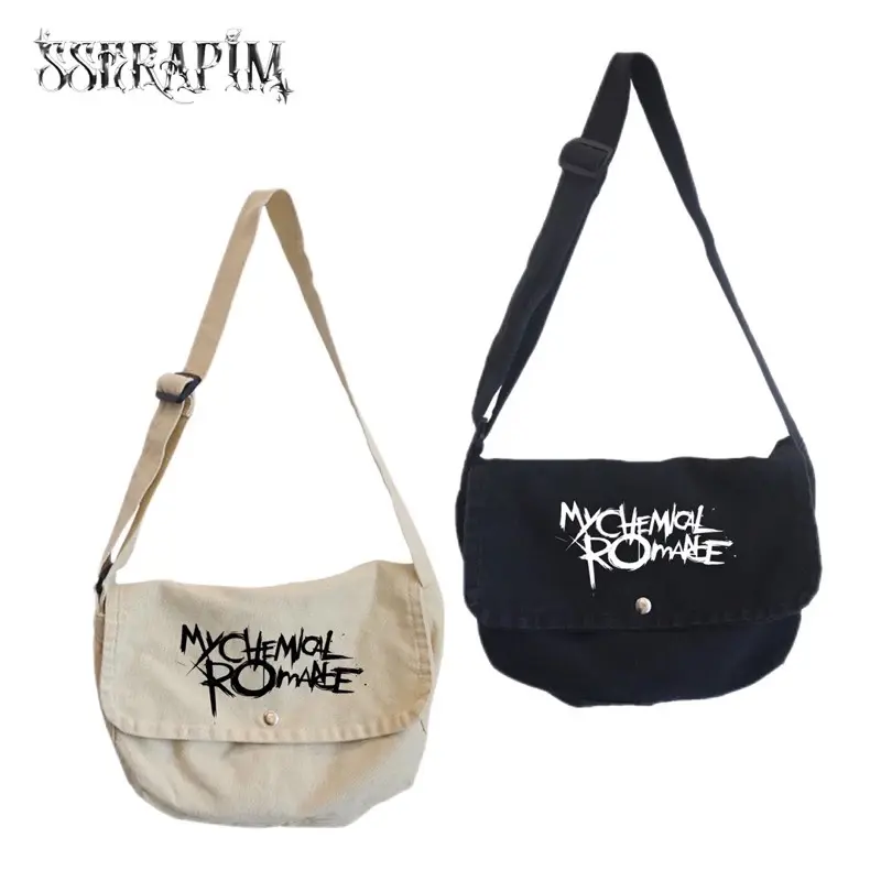 ￼Sserapim - My Chemical Romance MCR Bag Tas Selempang Tas Distro Tas Canvas Skena Tas Canvas Tas Pria Kece Tas Canvas Wanita Tas Canvas Slingbag Tas Canvas Tote Bag Tas Canvas Korean Style Y2K Tas Selempang Pria