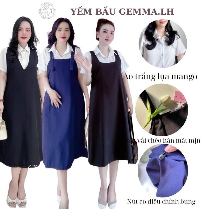 Yếm lẻ bầu GEMMA.LH ( KHÔNG KÈM ÁO ) có màu đen và xanh đen ,có mẫu y1,y2 và y3 có nút cài eo ,có túi , yếm lẻ bầu có size từ 40kg đến 100kg . Váy Bầu Đầm Bầu