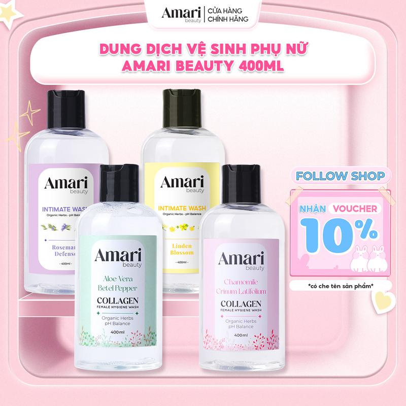 Dung Dịch Vệ Sinh Phụ Nữ Amari Beauty Collagen Giúp Làm Sạch, Cân Bằng pH, Dưỡng Ẩm - 400ml