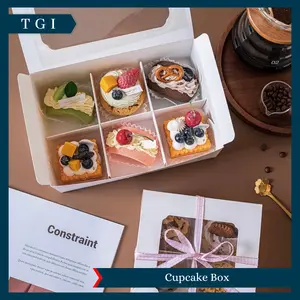 TGI - BOX KOTAK MUFFIN CAKE PIE WITH HANDLE KOTAK CUPCAKE BOX KOTAK DUS CUPCAKE SEKAT PUTIH POLOS