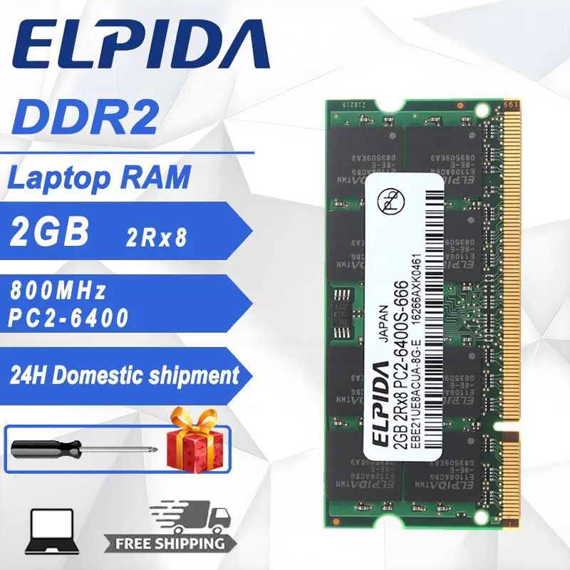 [Ready Stock]1PCS ERPIDA 2GB DDR2 800Mhz SODIMM 1.8V RAM 2Rx8 PC2-6400U Laptop Memory module