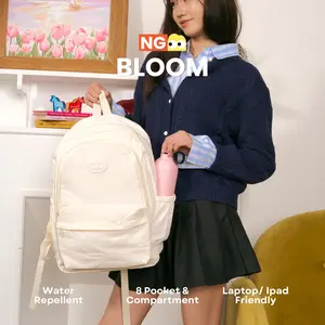 NG BLOOM Backpack Tas Ransel Wanita | Tas Ransel | Ransel Laptop | Backpack Sekolah | Backpack Kuliah Muat Laptop 13 14 Inch | Ransel Sekolah Kuliah Kerja Crinkle Anti Air