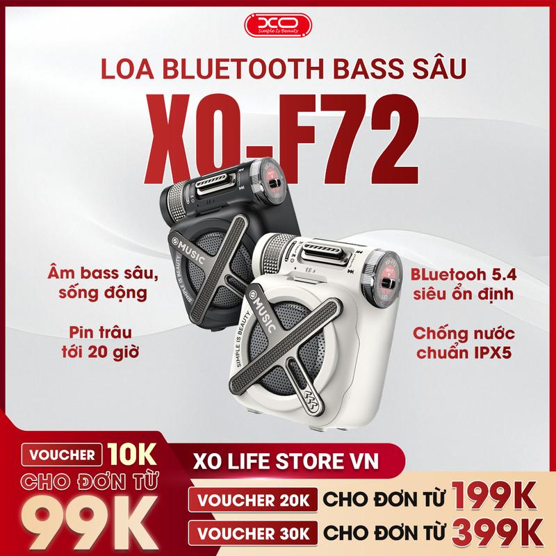 [LIVESTREAM] Loa Bluetooth Mini Bass Mạnh XO-F72, Pin Trâu 12 Giờ, Chuẩn Chống Nước IPX5, Bluetooth 5.4 Siêu Ổn Định, Nghe Nhạc Qua TF/Thẻ Nhớ, Thiết Kế Nhỏ Gọn Cho Dã Ngoại, Thể Thao