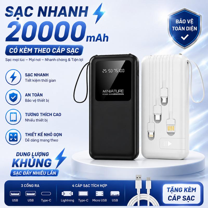 Sạc dự phòng YM923 dung lượng 20000mah hỗ trợ sạc nhanh nhiều dòng thiết bị