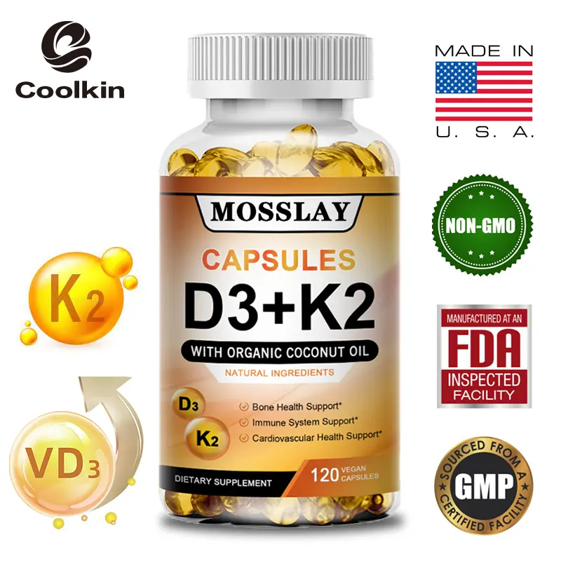 Vitamin D3+K2 - Tulang, Sistem Kekebalan Tubuh, Kardiovaskular - 30/60/120 Kapsul