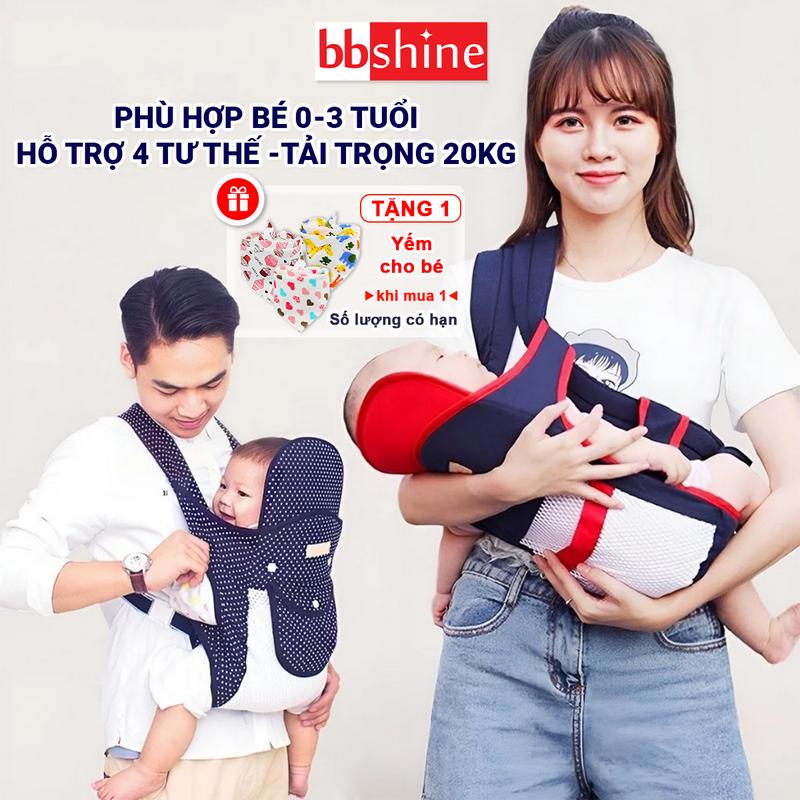 Địu Em Bé Sơ Sinh 0-3 Tuổi Đa Năng Có Đỡ Cổ 4 Tư Thế Thoáng Khí An Toàn Khi Đi Xe Máy BBShine – SS034 Cho Bé
