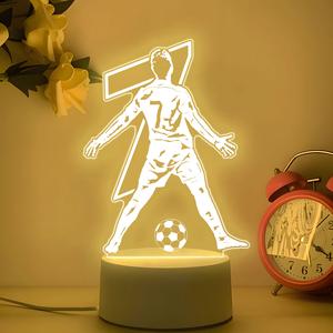 Lámpara de Noche Acrílica de Ilusión 3D, Temática de Fútbol Creativa, Alimentada por USB, Control de Botón, Diseño Moderno, Regalo Perfecto para Aficionados al Fútbol