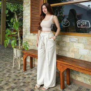 Zahri.id- Erika Pants Highwaist Celana Kulot Arumi Wanita Resleting Depan Tali Pinggang Wide Leg Pants Kerja Kantor Casual Korean Style Fashion