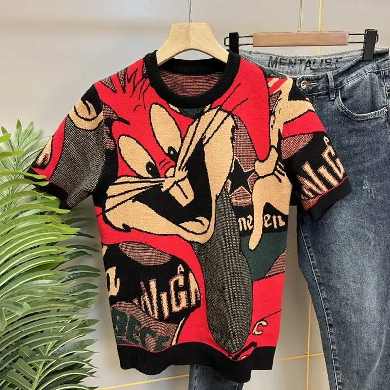 sweater rajut premium oblong rabiet pria Slim-fitting Crew Neck Hitam Santai katun panjang knitwear baju motif cowok atasan sweater resleting Crewneck Navy 4