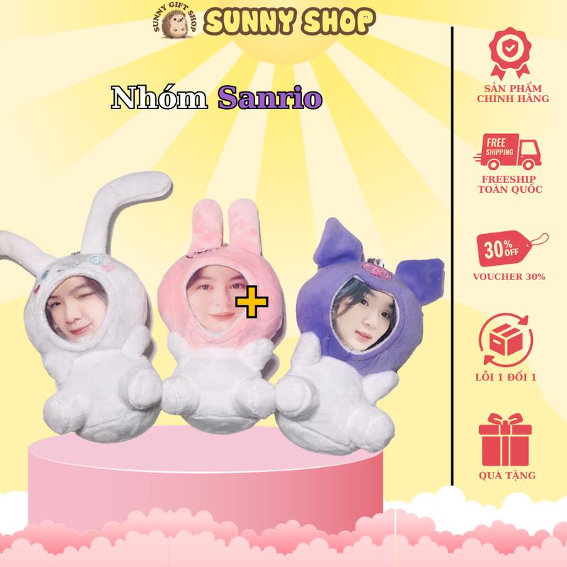Móc khóa gấu ghép mặt nhóm Sanrio Kuromi Cinnamoroll Melody SUNNY SHOP (ẢNH THEO YÊU CẦU) , đã bao giá in ảnh, quà tặng cho nhóm bạn thân 0