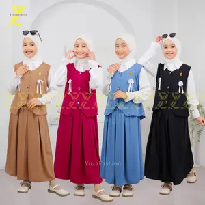 Adreena Kids- Setelan Anak Perempuan Usia 5-12 thn / One Set 3in1 / Set Vest / Setelan Rok / Atasan Kemeja Tanggung bahan Rayon Twill Adem Nyaman