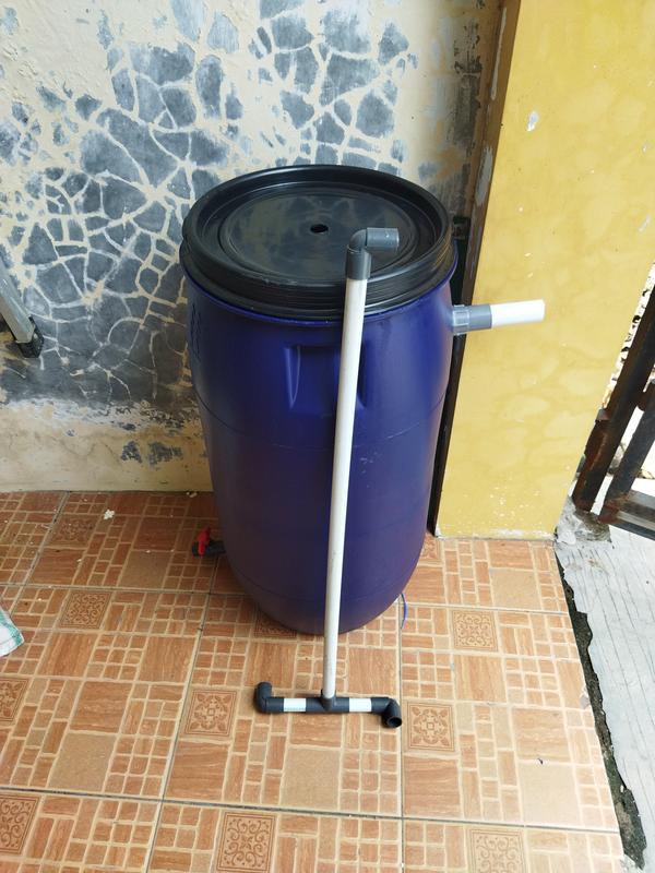 tong filter kolam ikan koi, lele, nila, uk 60liter, 1 output 1 inch 4
