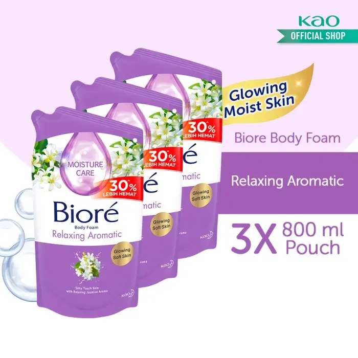 Biore Relaxing Aromatic 800ml Pouch Triplepack - Sabun Mandi Cair 1