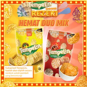 HEMAT DUO TEMPELIN Keripik Tempe Rasa Ayam Bakar Balado dan Ayam Goreng Bumbu Kuning (2x60 gr) Keeo Food