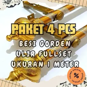 Bumi Gorden // Paket Hemat 4 Pcs Batang Gorden Ulir Ukuran 1 Meter Fullset Tahan Karat Ringan Kuat Free Bubble Wrap 5 Lapis Murah Berkualitas