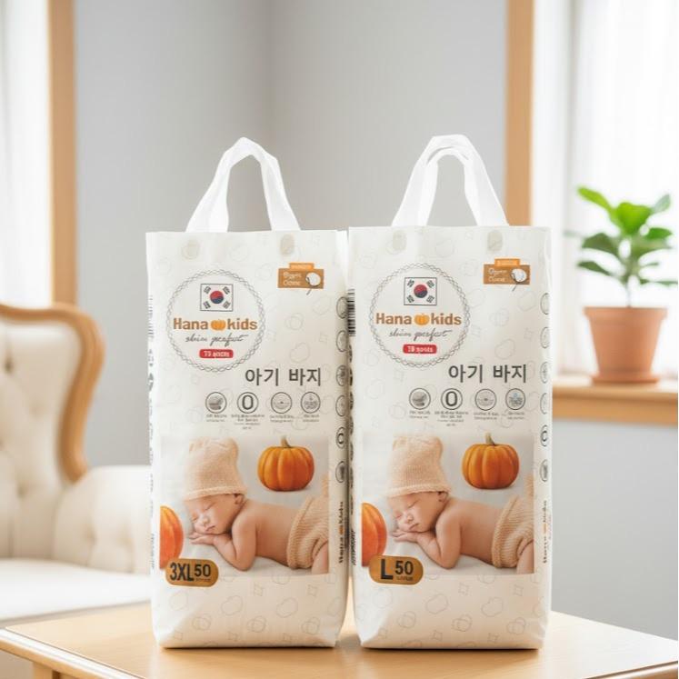 HANA KIDS Bỉm Quần Phom Bo combo 100 Miếng | Mềm Mịn Như Mây Chống Tràn Cực Tốt Đủ Size 6–30Kg sáp giữ ấm túi ngủ cho bé