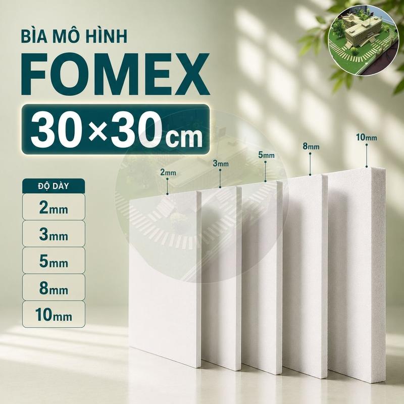 Bìa mô hình Formex trắng 30x30cm bìa Foam làm Handmade