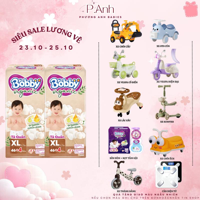 Tã quần cao cấp BOBBY ORGANIC - FORM NHỎ TĂNG SIZE chăm sóc dịu nhẹ từ thiên nhiên full size M-3XL