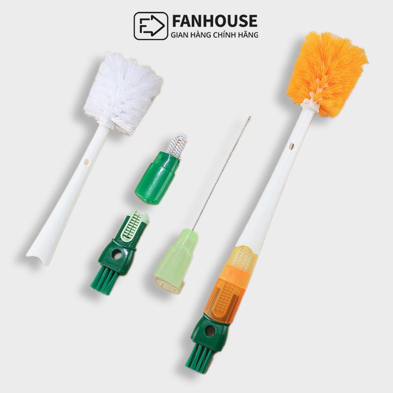 Bộ Cọ Vệ Sinh Bình Giữ Nhiệt 4in1 Ống Hút Núm Ti Đa Năng Đầu Cọ 360° Cọ Nano Cọ Góc Fan House