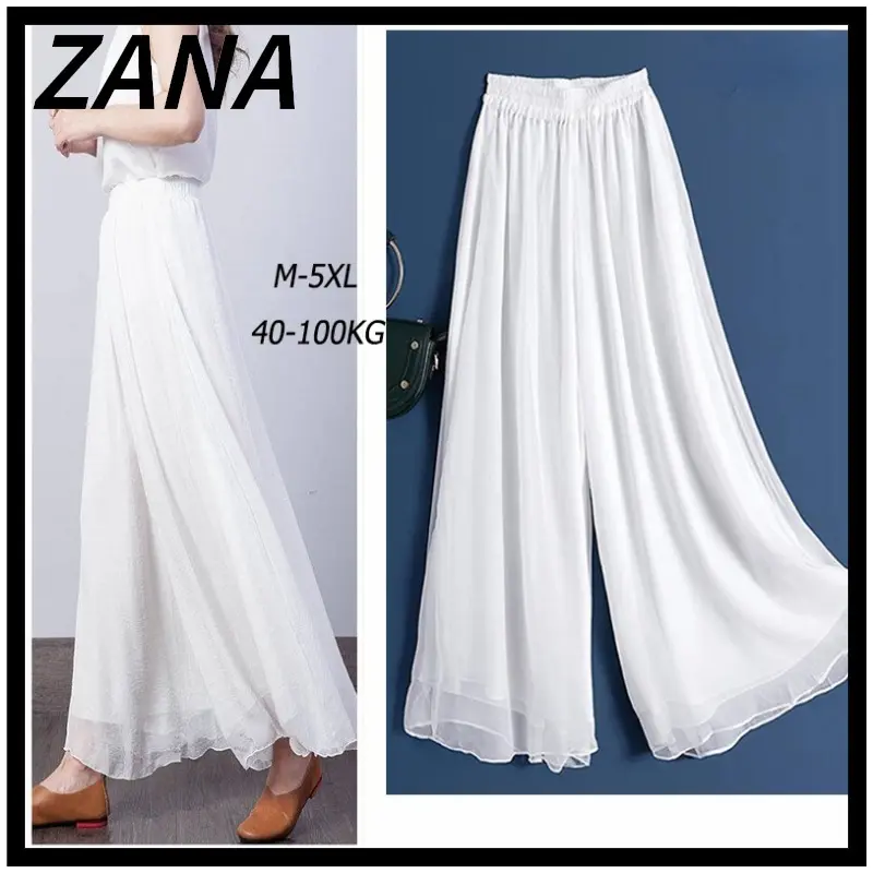 Quần Palazzo Ống Rộng Xếp Ly Dáng Rộng Vải Voan Buộc Dây Ruy Băng Cho Nữ, ZANA