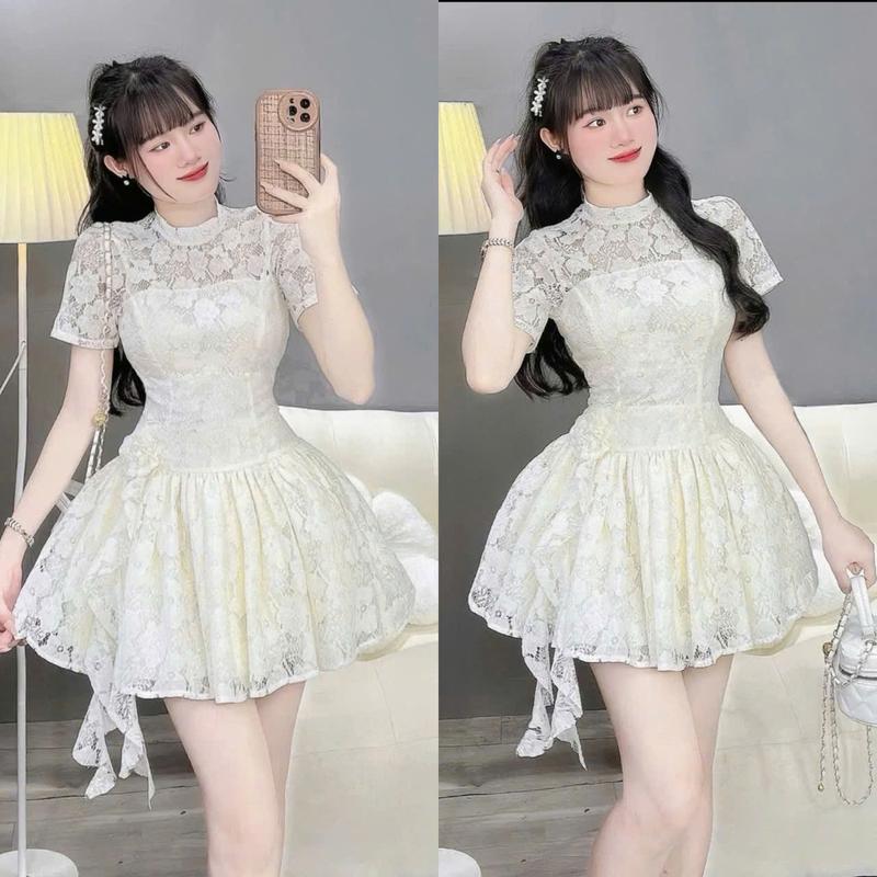 váy đầm nữ dáng ngắn cổ tròn siêu xinh phù hợp mặc đi chơi đi tiệc