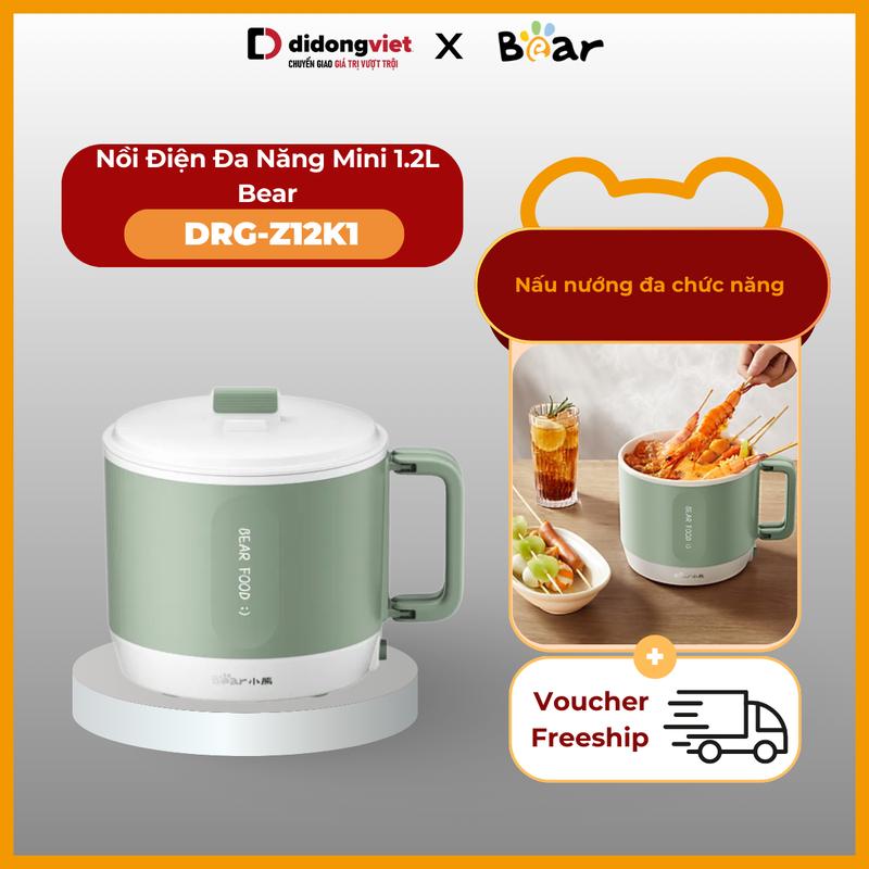  Nồi Điện Đa Năng Mini 1.2L Bear DRG-Z12K1  MC-4H12J  | 500W - Nấu Lẩu Mì Xào Hầm Chống Dính | Bảo Hành 18 Tháng 