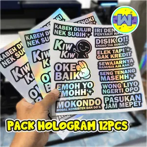 STIKER PACK 12PCS HOLOGRAM KABEH DULUR NEK SUGIH IRI DENGKI PENYAKIT HATI ELEK TAPI GAK KREDIT MOKONDO PASUKAN JAM MEPET