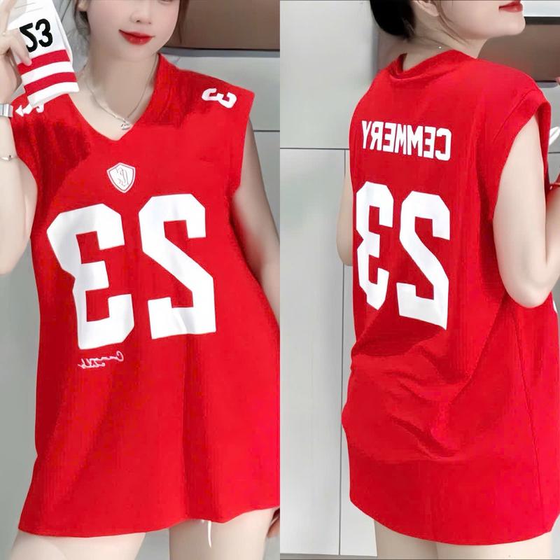 Áo thun sát nách in số 23 chất cotton giấy mềm mát tặng kèm tất cổ cao cùng màu áo