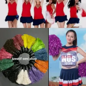 POM POM Cheerleader rumbai dari tali rafia 1 pasang 2 pcs bisa digunakan Anak dan orang Dewasa Outdoor