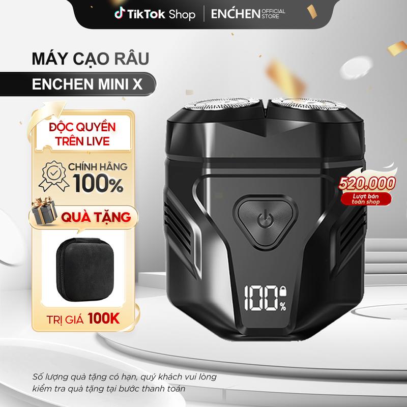 Máy cạo râu Enchen Mini X, 15 lưỡi dao tự mài, đầu cạo 3D chống nước toàn thân - BH 6 tháng