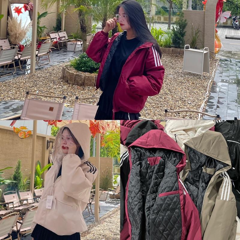 DEAL MỞ BÁN MẪU MỚI Áo khoác trần bông nữ siêu ấm thời trang áo có nón túi có khoá chống gió cản bụi tốt