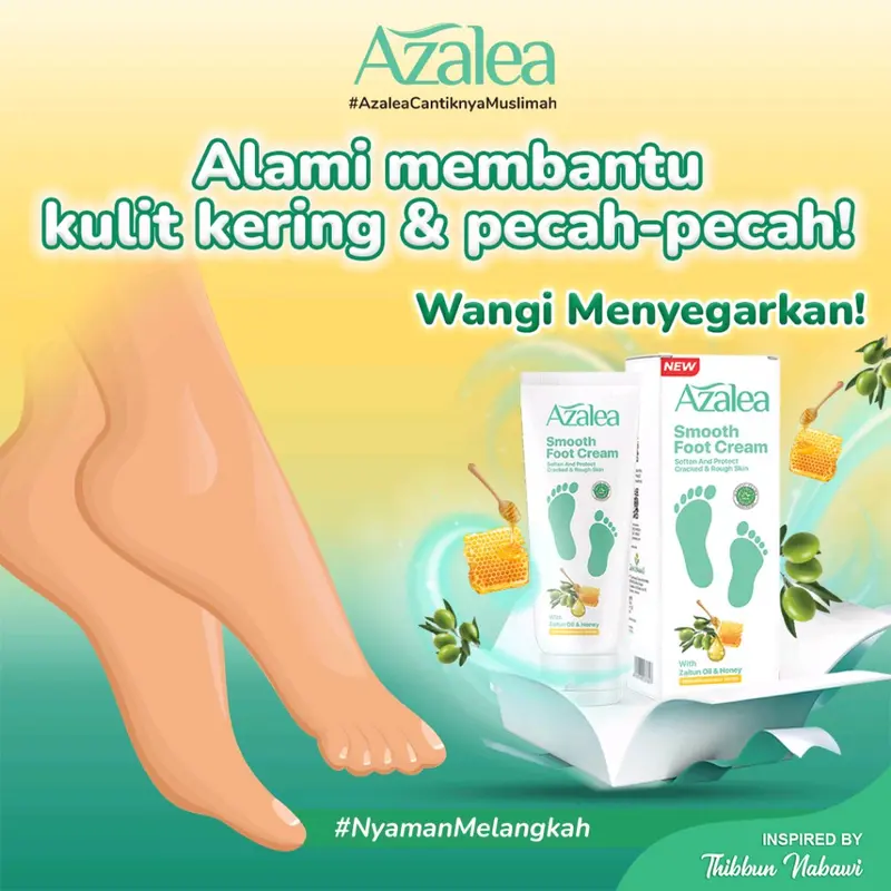 TWINPACK AZALEA SMOOTH FOOT CREAM (FOR HAND & FOOT) | KRIM ZAITUN PERAWATAN & PELEMBUT KAKI, SIKU DAN TELAPAK TANGAN KERING PECAH-PECAH ORIGINAL BPOM 4