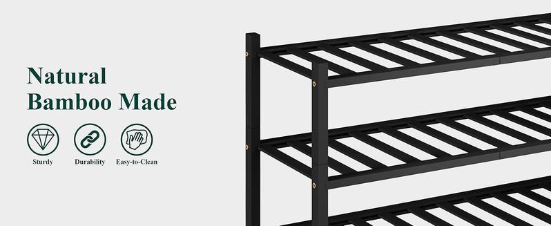 Product Introduction of Shoe Rack, 2/3/4/5/6 Tier Bamboo Shoe Organizer, Stackable Free Standing Wooden Shoe Storage Shelf for Closet, Entryway, Front Door Entrance 25