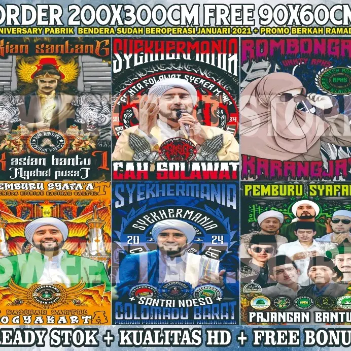 BENDERA GUS IQDAM 200X300 1 HARI JADI TANPA PREE ORDER BONUS STIKER BAHAN RINGAN AWET TIDAK LUNTUR 6