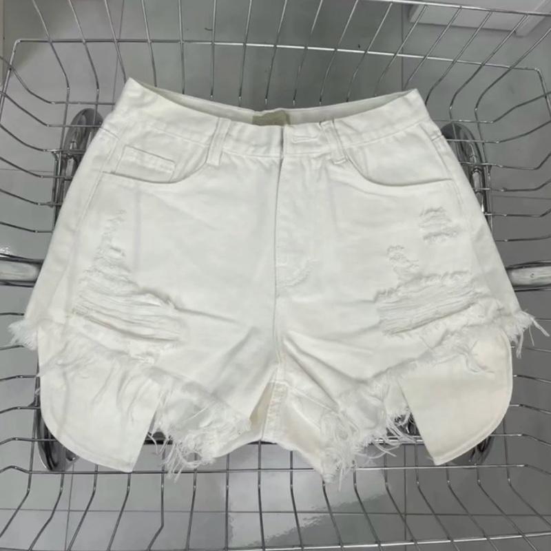 Quần short jean đùi nữ lưng cao quần đùi rách mảng lộ túi quần túi lòi by Lino