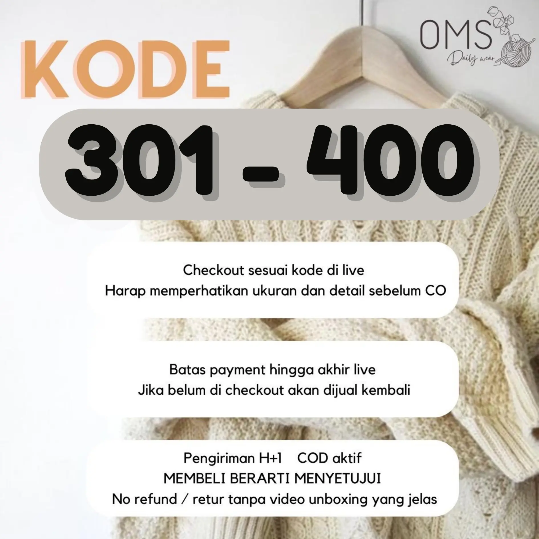 (kode 301-400) Nota pembayaran rajut / knitwear by OMSdailywear