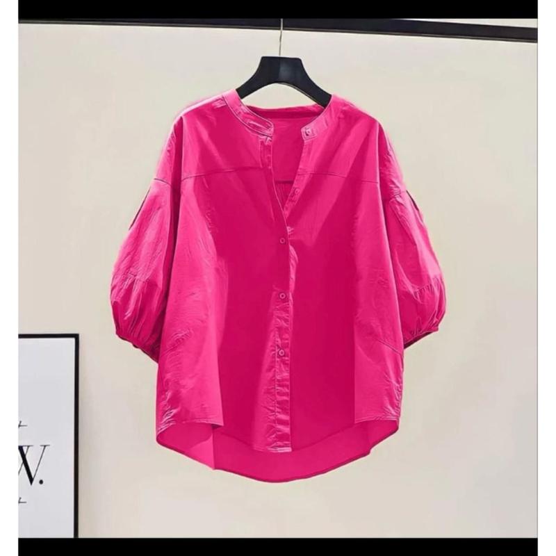 NANDO KEMEJA KASUAL WANITA LENGAN BALON 3/4 BAHAN KATUN POPLIN PREMIUM KUALITAS IMPORT 8181 1