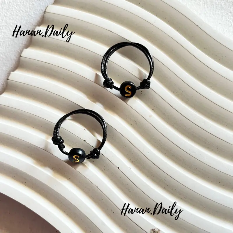 New Cincin Huruf Hitam Glod A~Z