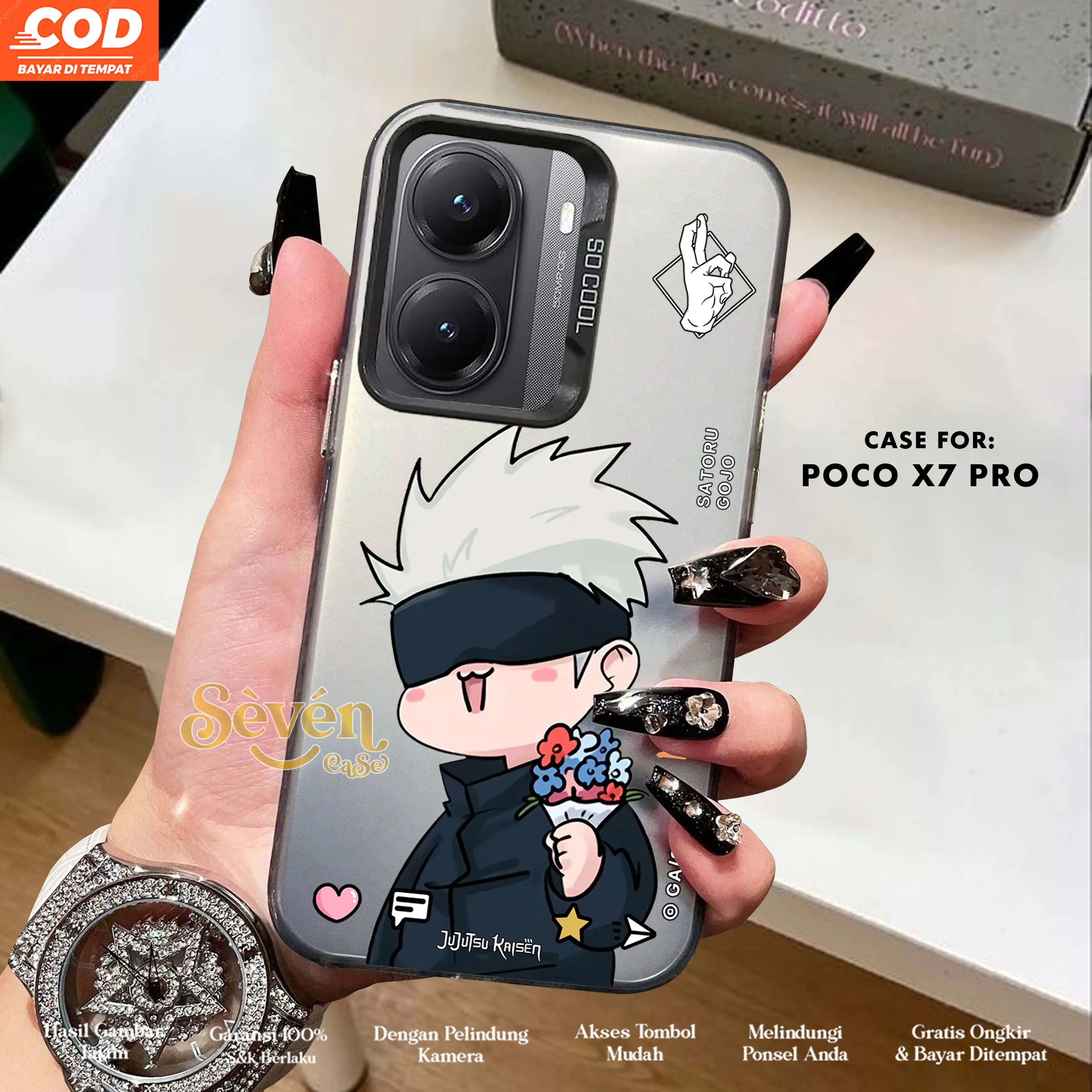 Case POC* X7 PRO SO COOL HOLOGRAM PREMIUM MATTE - Motif GOJO  - Softcase HYBRID IMD PLATE HOLOGRAM - Casing Glossy