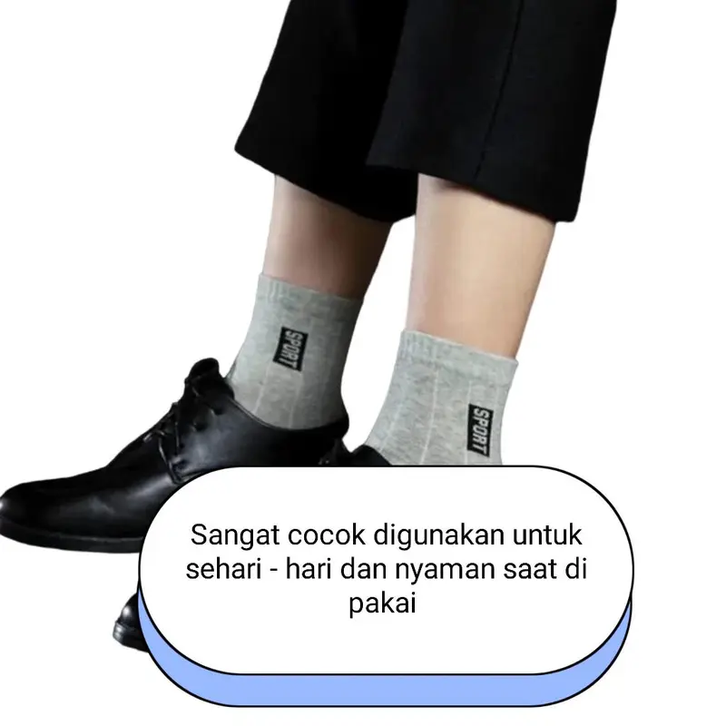 ( Business Sport) 3 Pasang kaos kaki kerja motif sport pendek 3/4 Di atas Mata Kaki Remaja Dan Dewasa Pria Wanita Hitam 3