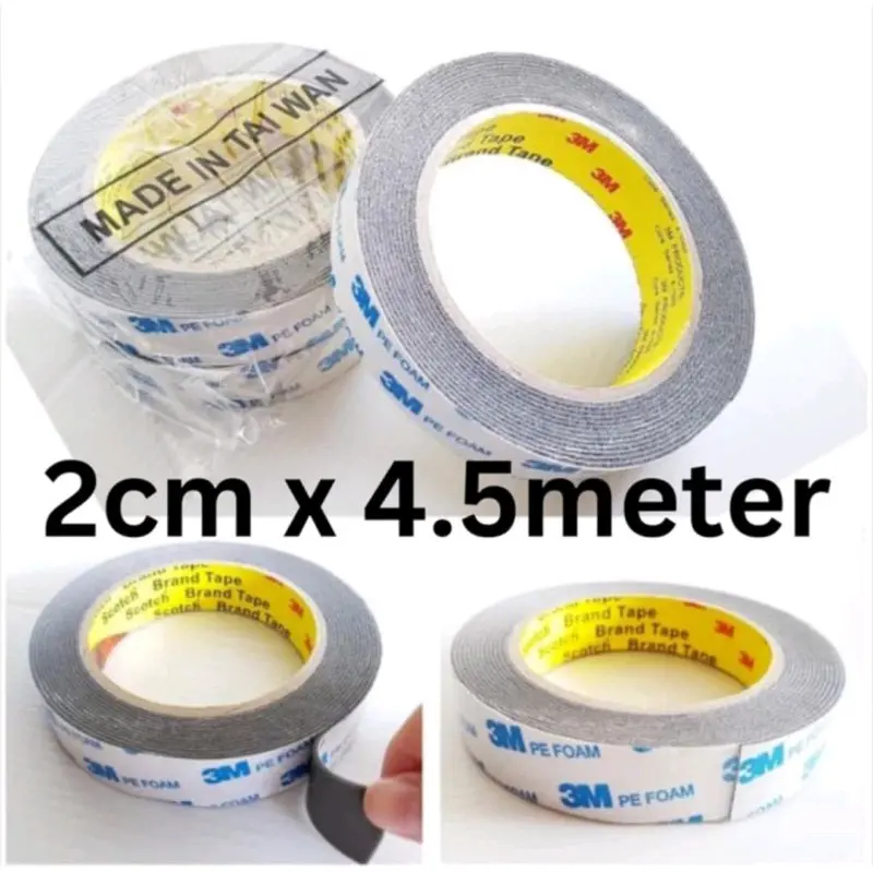 DOUBLE TAPE LEM BOLAK BALIK 3M BESAR SUPER LENGKET PUTIH/FOAM TAPE ISOLASI BOLAK BALIK BUSA 20MM X 4,5M KUALITAS BAGUS MADE IN TAIWAN LEM BOLAK BALIK HIJAU