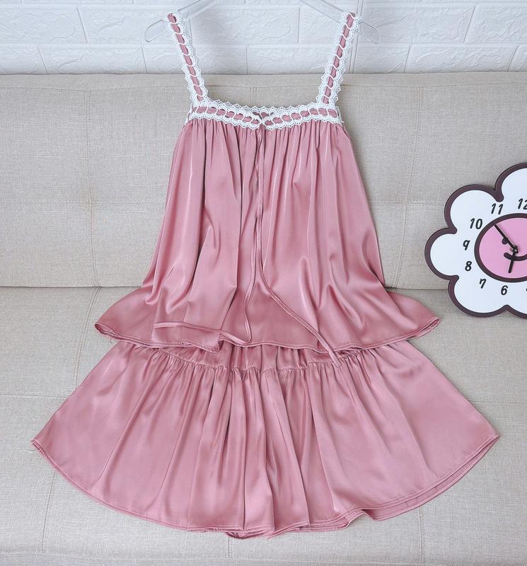 FORM QUẦN VÁY RỘNG Bigsize 50Kg - 95Kg Bộ Đùi Nữ 2 Dây Phối Ren Thêu Chất Vải Lụa Latin Áo Rút Dây Quần Váy Dành Cho Nữ Women. Đồ ngủ Xinh đồ bộ xinh bongu 2day