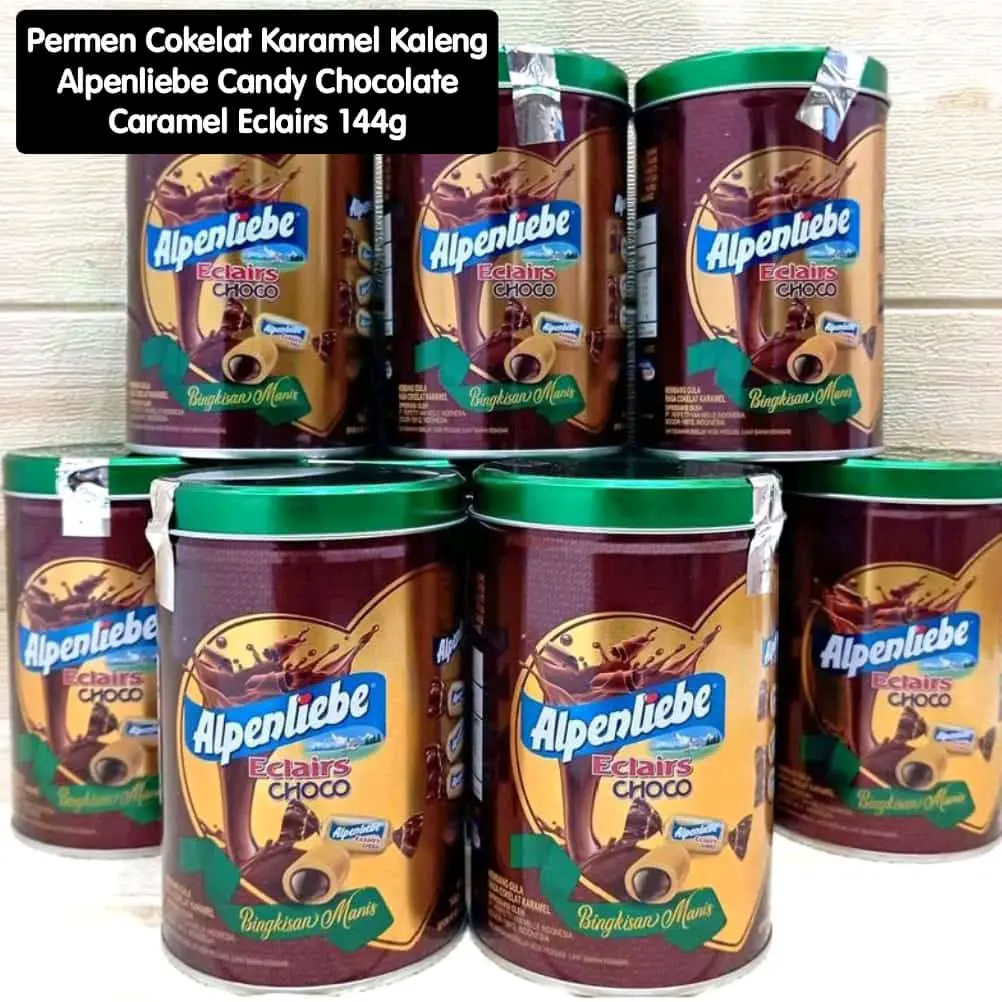 Alpenliebe Eclairs Choco Caramel Candy Chocolate Coklat Permen Cokelat Karamel Kaleng Toples 144g ( Expired 2026 ) Produk Rawan Rusak Saat Pengiriman Embun Mart Sidoarjo