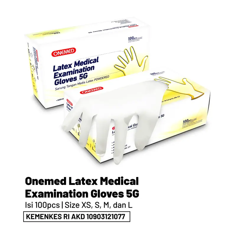 Sarung Tangan Latex Onemed Exam Glove 5G Box isi 100 - M Putih Cleaning 4