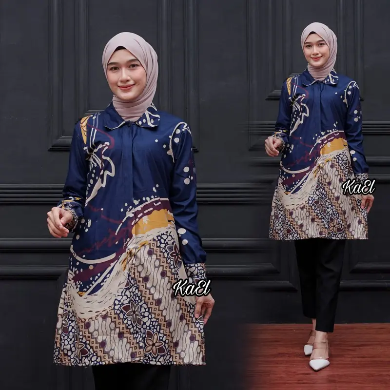 Tunik Batik Wanita Jumbo Big Size ld 120cm Modern Terbaru | Tunik Batik Modern Seragam Kantor Guru Big Size M L XL XXL JUMBO Kain Kancing Katun Tebal Atasan Panjang Kerja 0